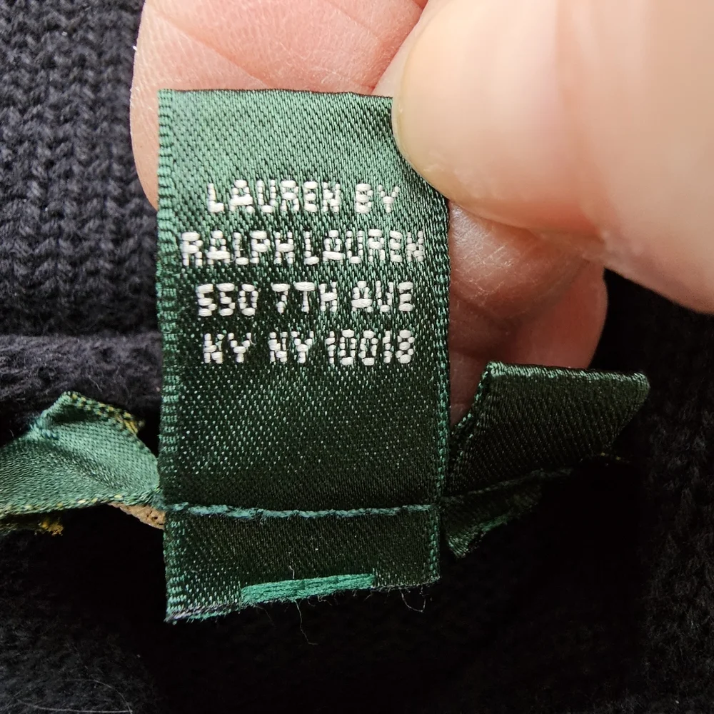 Lauren Ralph Lauren Black 100% Cotton Pullover Shawl Collar Gold Toggle Size L‎